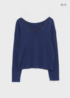 T-ville Wide U-neck Wool Knit Long Sleeve T-shirt