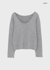 T-ville Wide U-neck Wool Knit Long Sleeve T-shirt