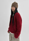 Huenings Hairy V-neck Wool Knit