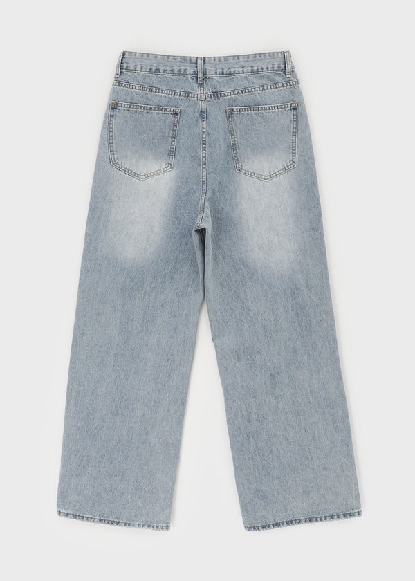 (UNISEX) Pilar Washing Wide Denim Pants