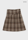 Le Gem Check Pleated Midi Skirt (50% Wool)