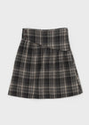 Le Gem Check Pleated Midi Skirt (50% Wool)