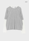Totori Loose Fit Short Sleeve Layered Long Sleeve T-shirt