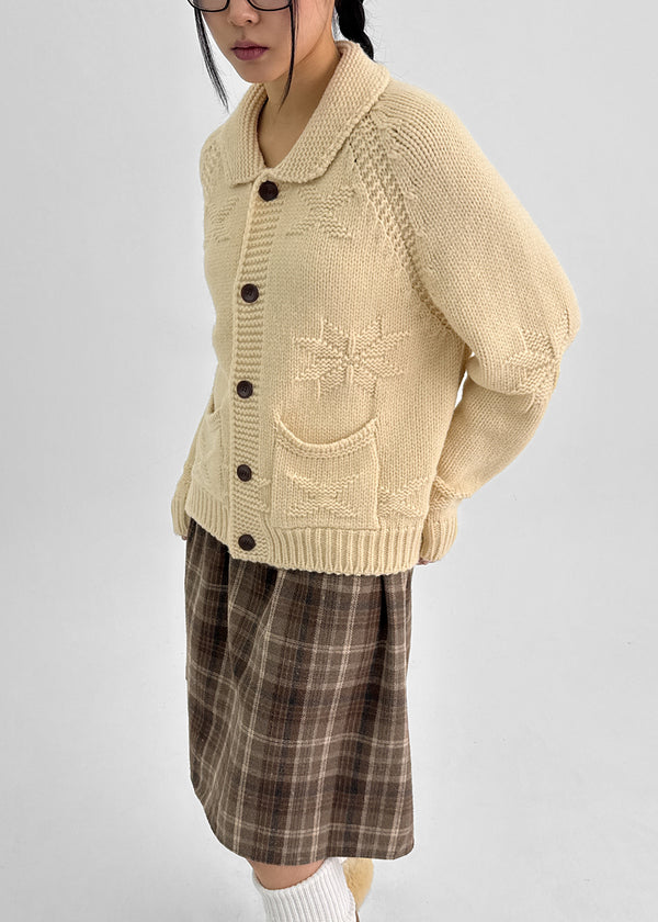 Recom Snow Pocket Collar Knit Cardigan