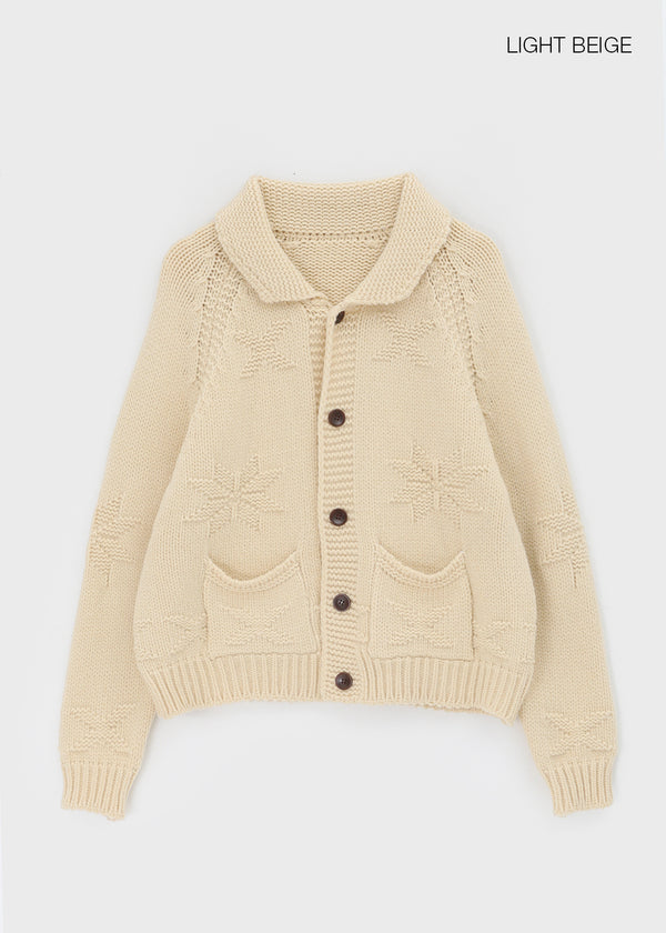 Recom Snow Pocket Collar Knit Cardigan