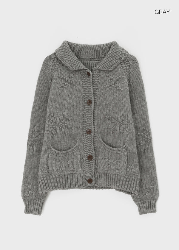 Recom Snow Pocket Collar Knit Cardigan