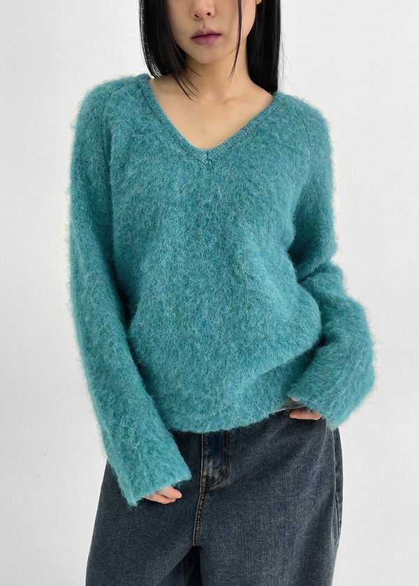 Huenings Hairy V-neck Wool Knit