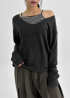 T-ville Wide U-neck Wool Knit Long Sleeve T-shirt