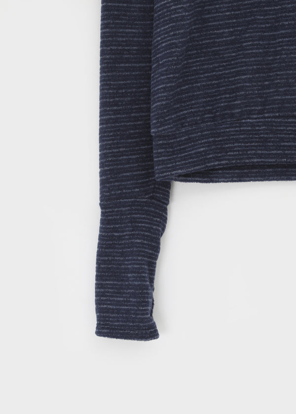 Symbol V-neck Striped Button Long-sleeved T-shirt