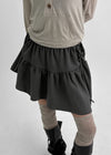 Hartin Unbalanced Shirring Mini Skirt