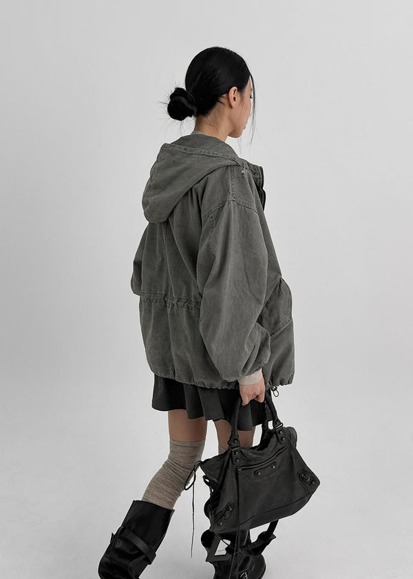 (UNISEX) Chestnut Washed Bomber Jacket