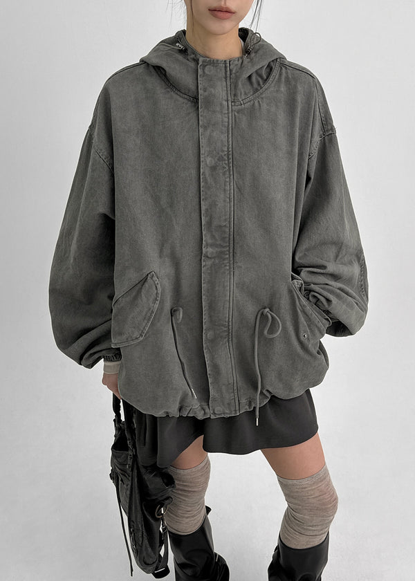 (UNISEX) Chestnut Washed Bomber Jacket