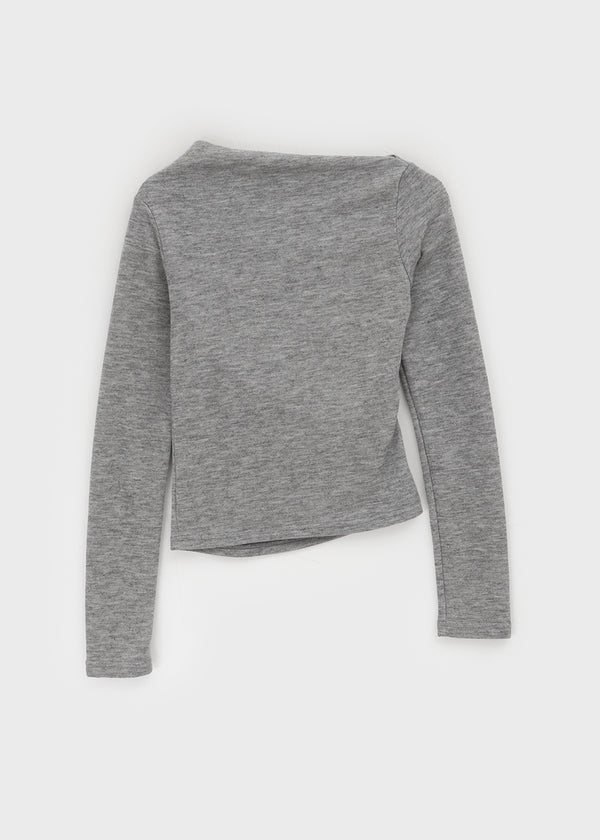 Lowa Shirring One-shoulder Long-sleeved T-shirt