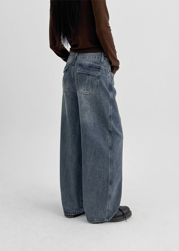 Denew Back Pocket Wide Denim Pants