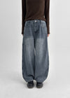 Denew Back Pocket Wide Denim Pants