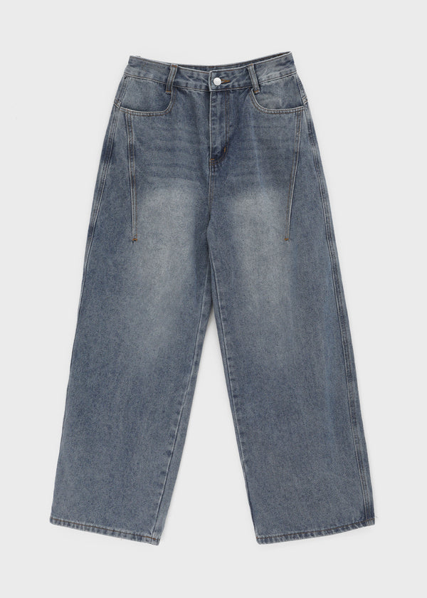 Denew Back Pocket Wide Denim Pants