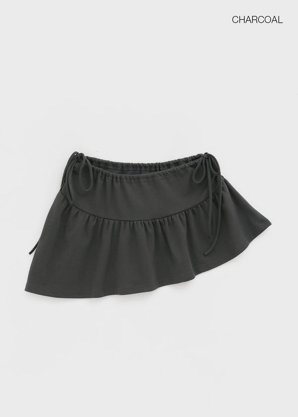 Hartin Unbalanced Shirring Mini Skirt