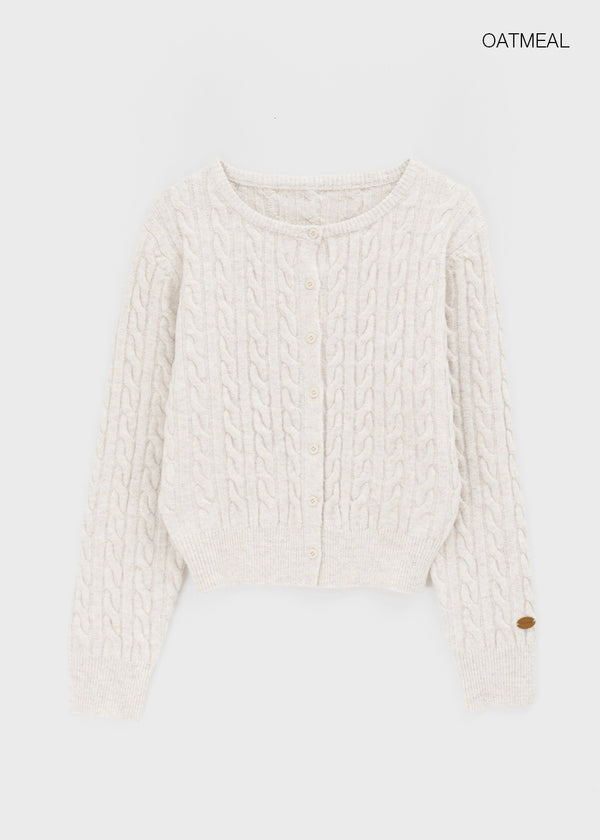 Poilot Cable Wool Knit Cardigan
