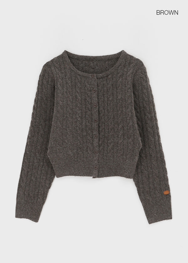 Poilot Cable Wool Knit Cardigan