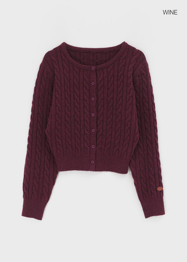 Poilot Cable Wool Knit Cardigan