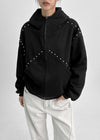 Storms Stud High Neck Hooded Zip-up