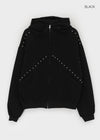 Storms Stud High Neck Hooded Zip-up