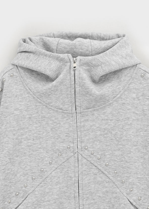 Storms Stud High Neck Hooded Zip-up