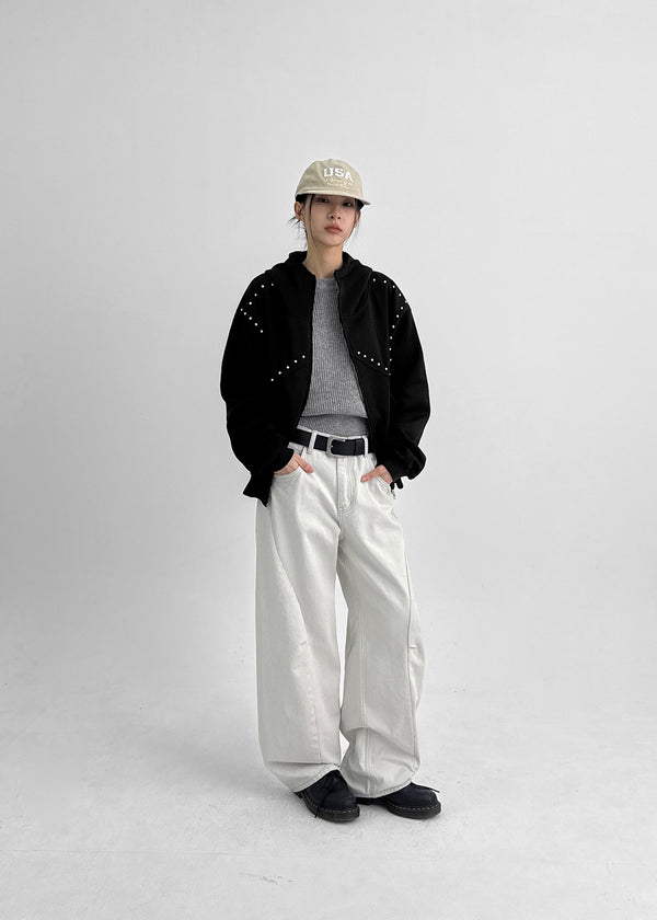 Light Back Pocket Cut Wide Pants