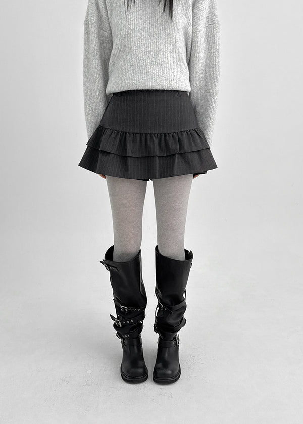 Testo Striped Cancan Mini Skirt Pants