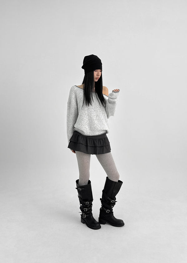 Roedi Color Block Off-shoulder Knit