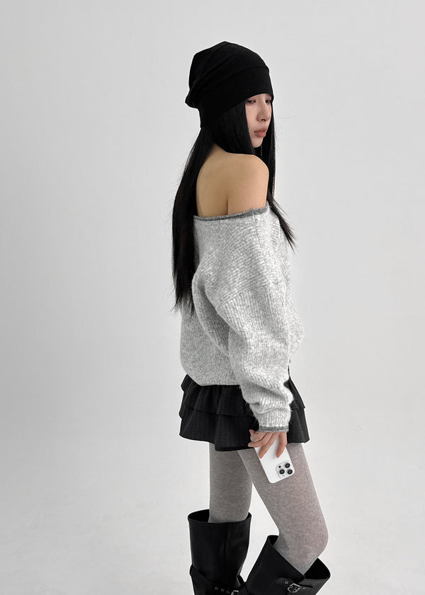 Roedi Color Block Off-shoulder Knit