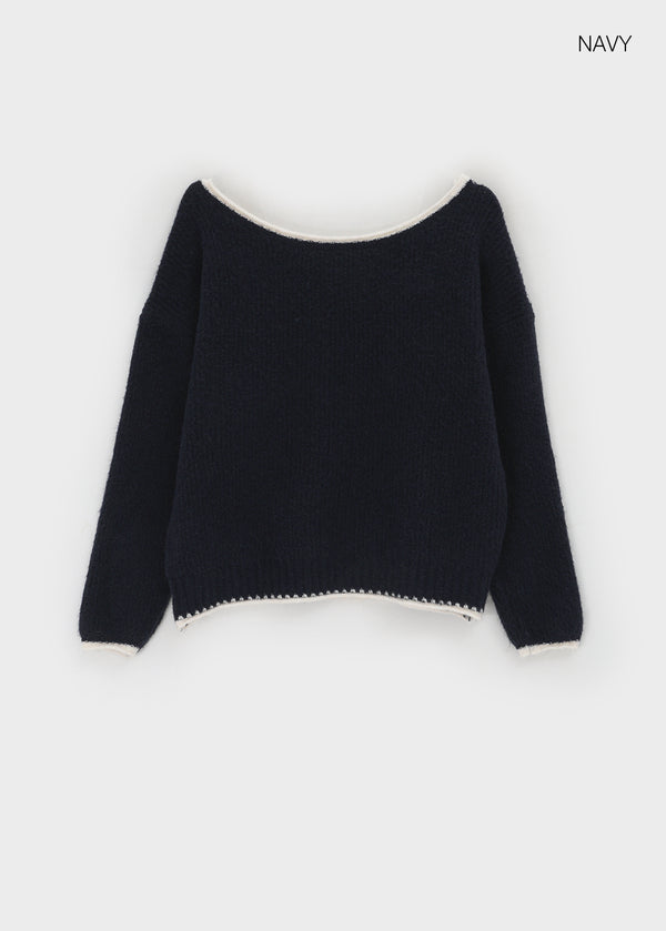 Roedi Color Block Off-shoulder Knit