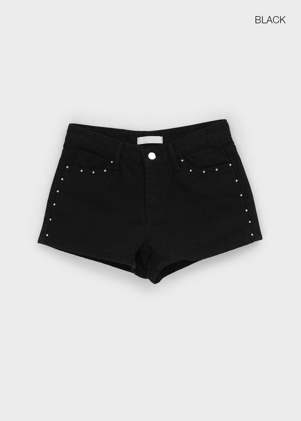 Violet Studded Cotton Shorts