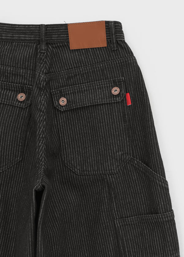 Duram Stripe Carpenter Balloon Cotton Pants