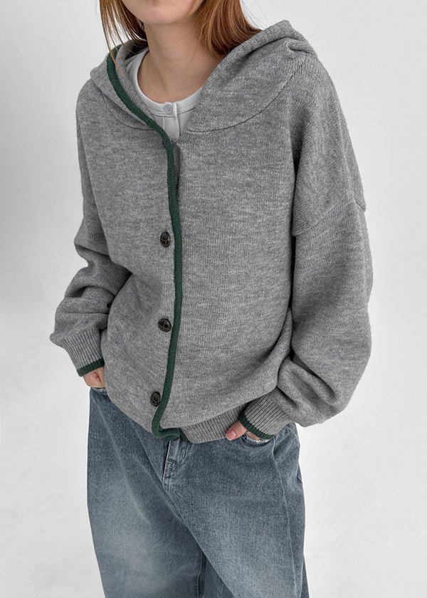 Tiya Two-tone Hooded Knit Cardigan