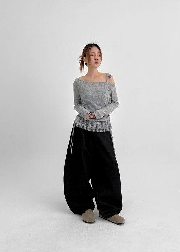 Benem Non-fade Raw Denim Balloon Back Banding Denim Pants