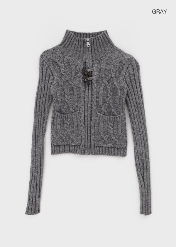 Hendem Duffle Cable Knit Zip-up