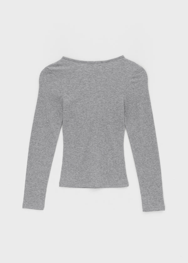 Penic Henley Neck Fleece Ribbed Long Sleeve Tee