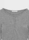 Penic Henley Neck Fleece Ribbed Long Sleeve Tee