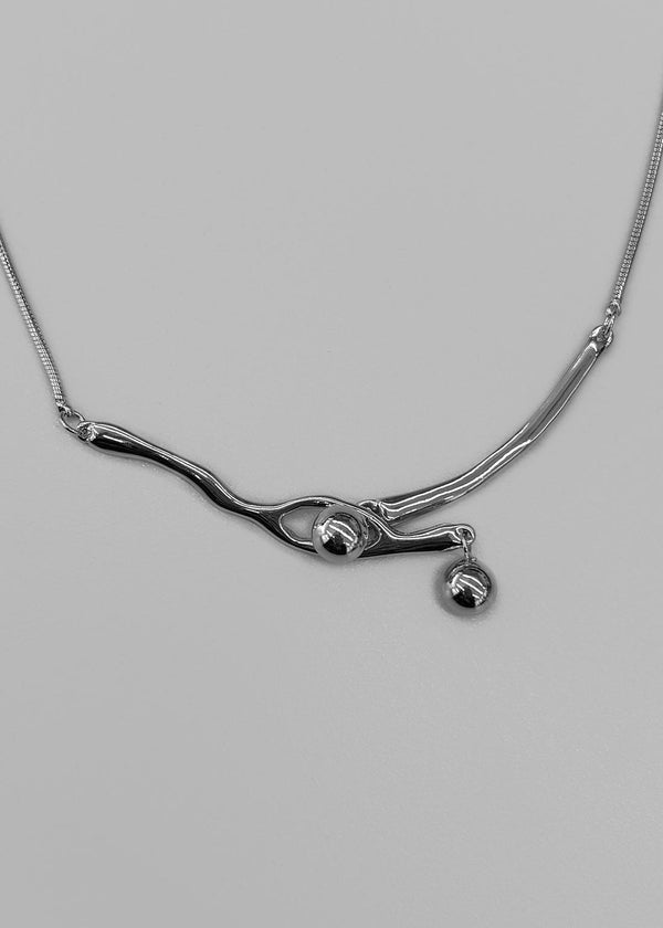 Croan Silver Drop Pendant Necklace
