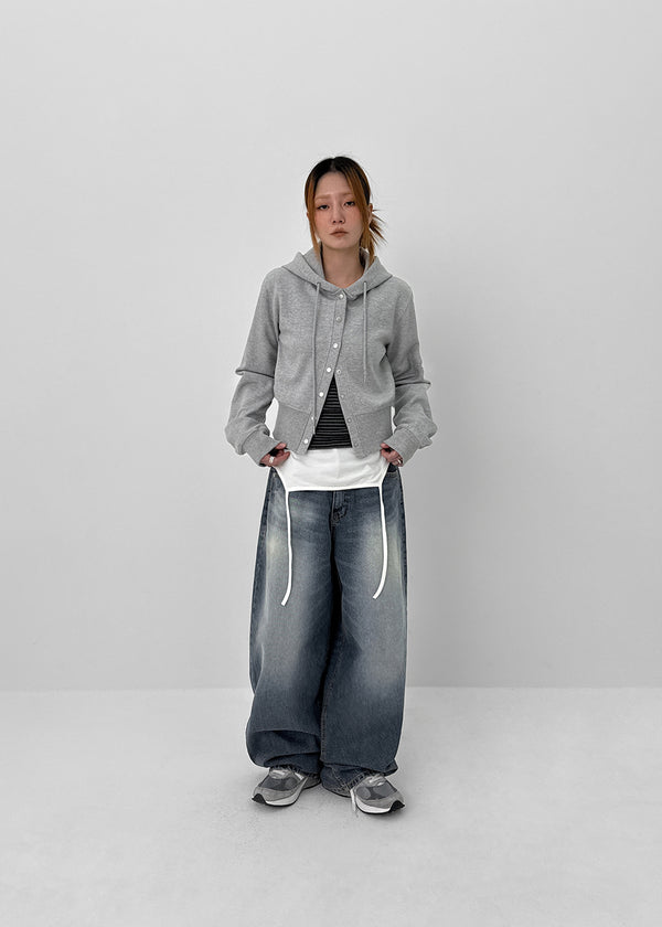 [MADE] Plain Cotton Snap Hooded Jumper