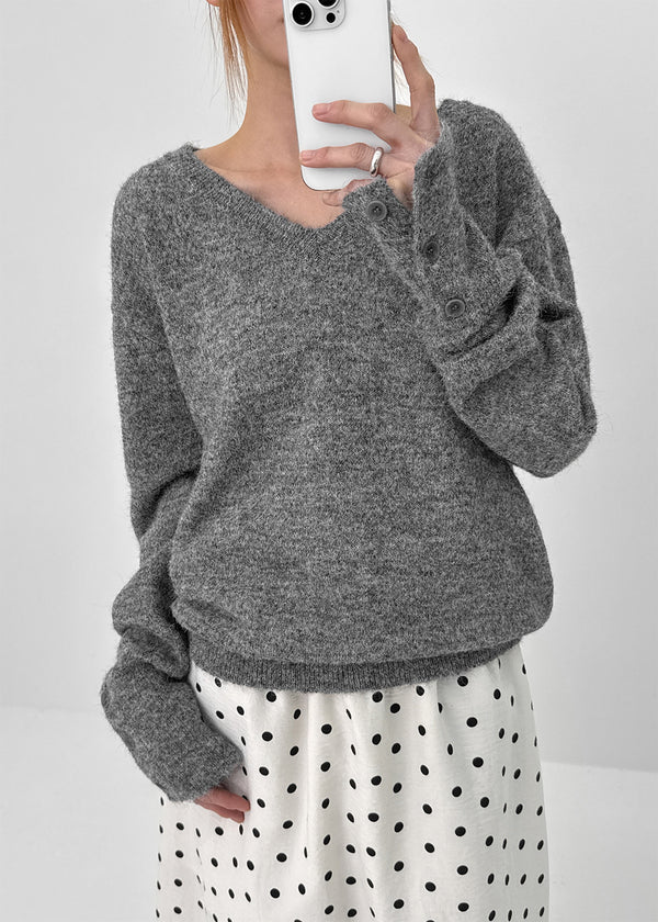 Rohendi V-neck Button Wool Knit