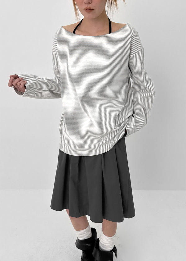 [MADE] Koyu Stripe Boat Neck Long Sleeve T-Shirt