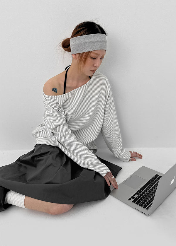 [MADE] Koyu Stripe Boat Neck Long Sleeve T-Shirt