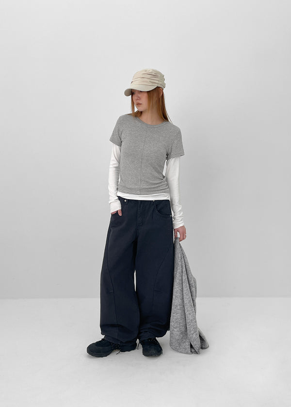 Light Back Pocket Cut Wide Pants