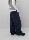 Light Back Pocket Cut Wide Pants