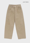 Light Back Pocket Cut Wide Pants