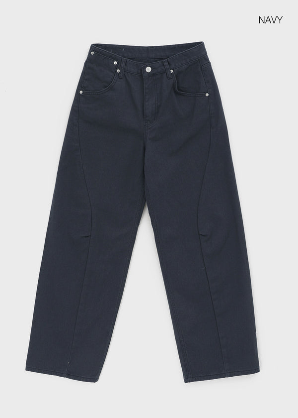 Light Back Pocket Cut Wide Pants