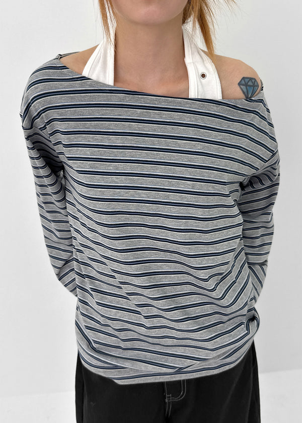 [MADE] Koyu Stripe Boat Neck Long Sleeve T-Shirt