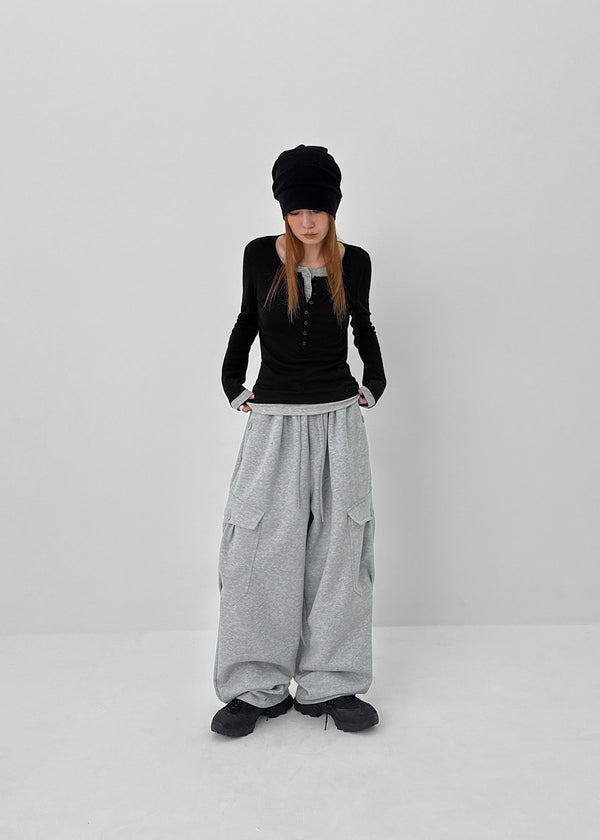 (UNISEX) Rotun Cargo Wide Banding Pants